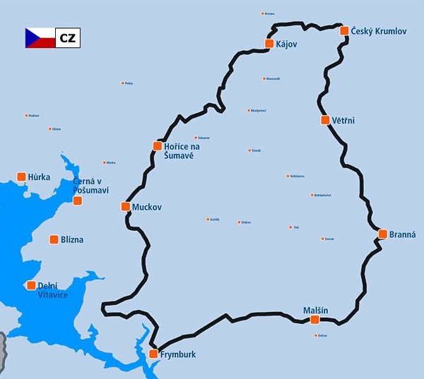 Bild der Route von https://www.lipno-info.cz/de/sommer-lipno/radfahren-lipno-route-6.php