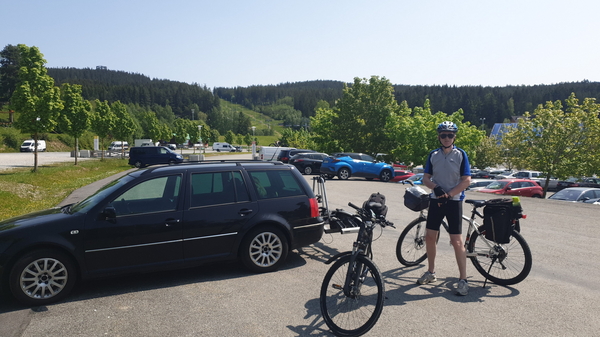 Wir starteten unsere Radtour am Parkplatz in Lipno