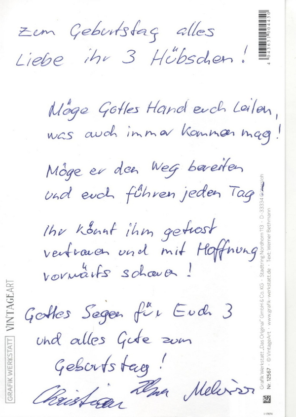 Geburtstagskarte - Rückseite Geburtstagskarte - Rückseite