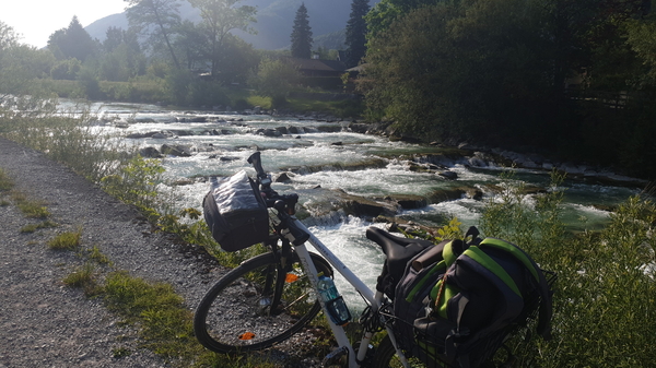 Unser “Badeplatz” im Fluss Ischl nach Bad Ischl